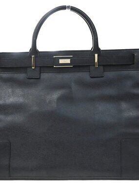 GUCCI Logo Business Hand Bag Leather Black GHW Italy 62KE243
